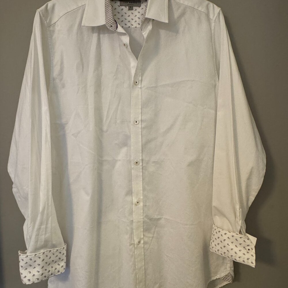 Ted Baker white long sleeve button down men's shirt